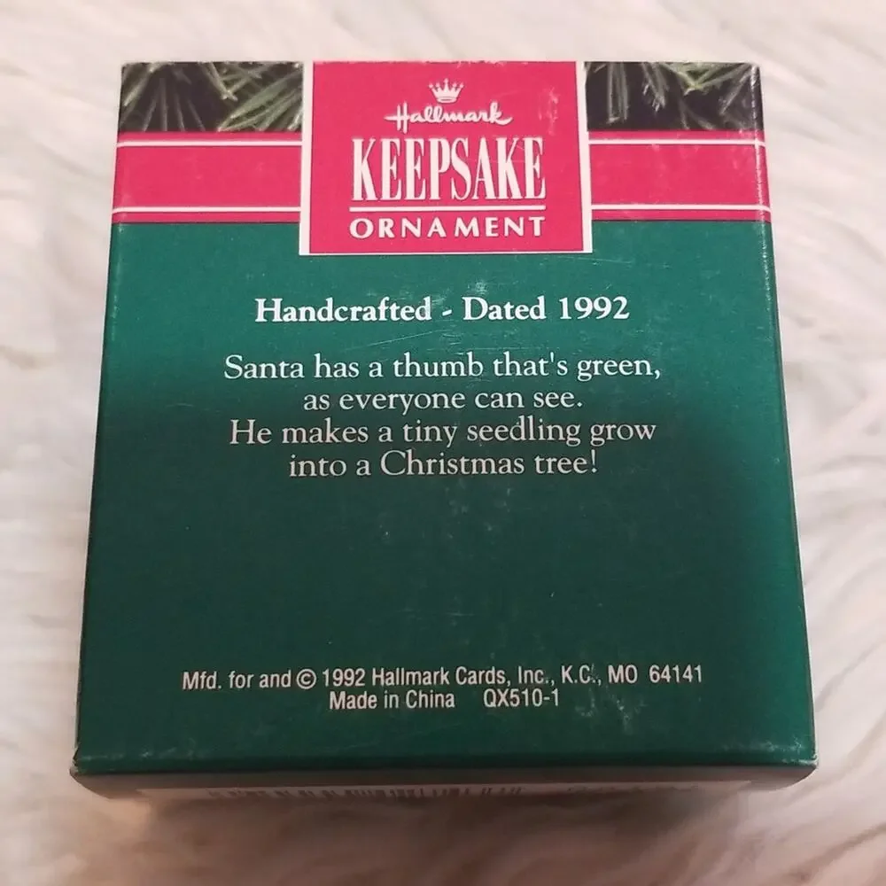 Vintage Hallmark Keepsake Ornament Green Thumb Santa 1992